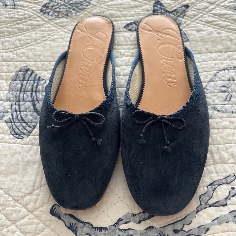 - J Crew Zoe Ballet Mules in Navy Suede